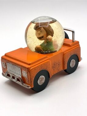 Hallmark Peanuts Gallery Peppermint Patty Orange Jeep Snow Globe